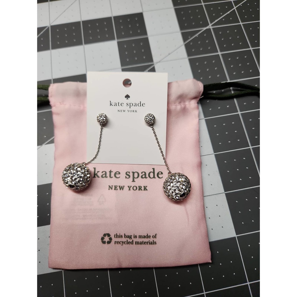 Kate Spade NWT Razzle Dazzle Linear Dangle Earring Dustbag Sparkly Holiday Party